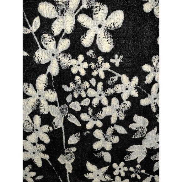 KARL LAGERFELD Size 14 Shift Dress Black Ivory Floral Lace 3/4 Sleeve - Picture 3 of 7